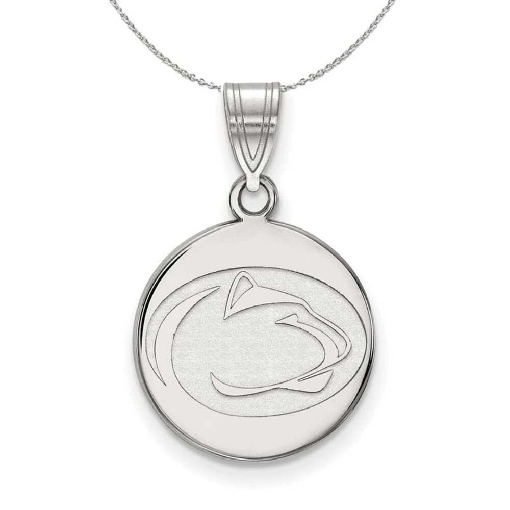 Sterling Silver Penn State Medium Disc Necklace - 24 Inch